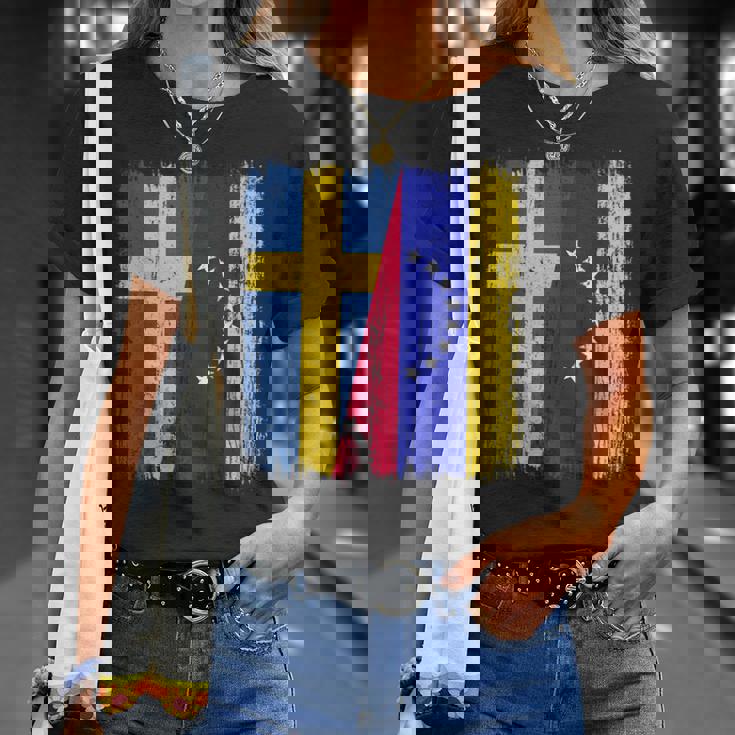 Sueciaenezuela Media Banderauecaenezolana Jersey Camiseta unisex Regalos para ella