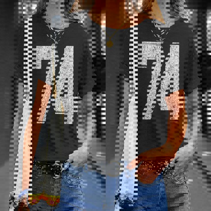 Uniforme De Jersey Número 74 Cumpleaños Número 74 Camiseta unisex Regalos para ella