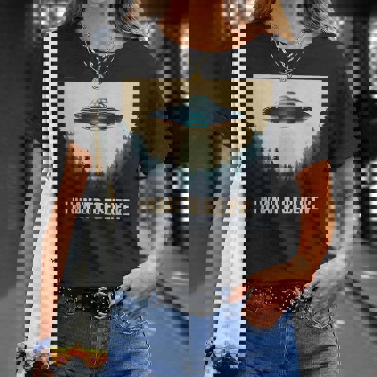 I Want To Believe ヴィンテージ Ufo エイリアン クラフト 夢の出会い Tシャツ 彼女への贈り物