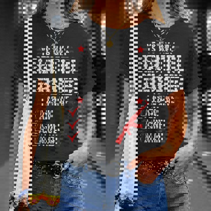 メンズ Yes I Have A Beautiful Daughters I Also Havearcastic Tシャツ 彼女への贈り物