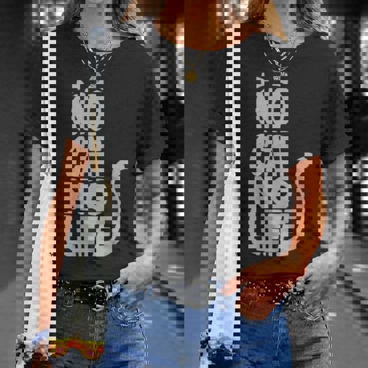 「No Cat No Life」 猫 シルエット Tシャツ 彼女への贈り物