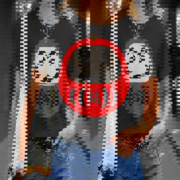 【だるま 福】面白い おもしろ 文字入り 開運グッズ 運気アップ 縁起物 ラッキー 和柄 ネタ ウケ狙い 日本 お土産 Tシャツ 彼女への贈り物