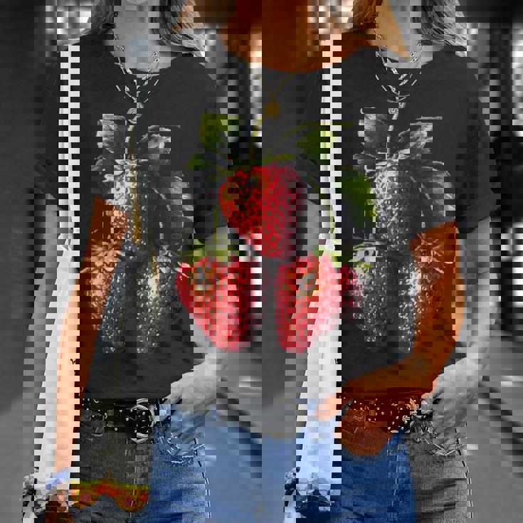 いちご フルーツモチーフ カラフル イラスト イチゴ Tシャツ 彼女への贈り物