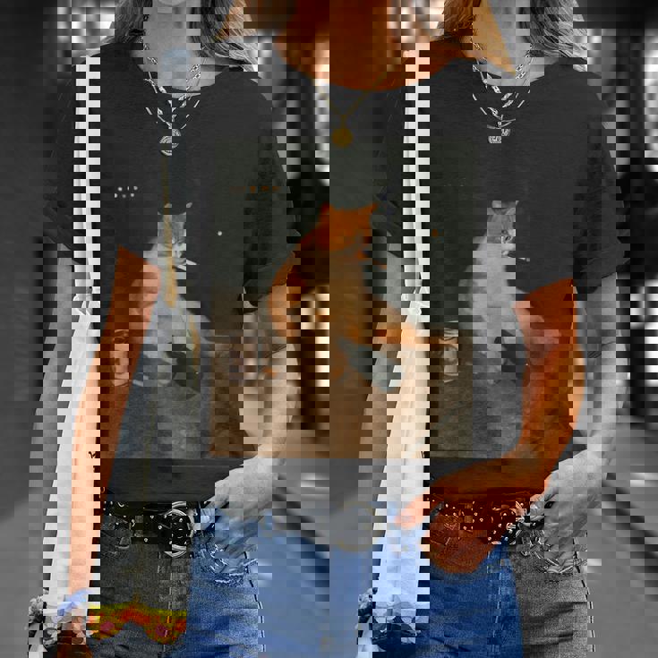 おもしろタバコ 子猫 喫煙 バカ ミーム ブレイン Tシャツ 彼女への贈り物