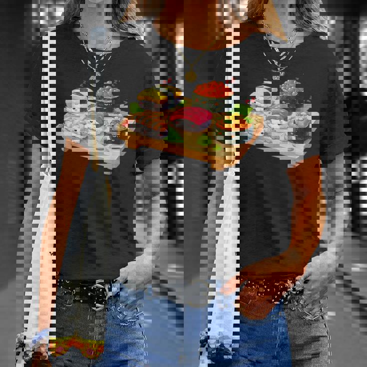 おもしろ寿司 かわいい かわいい 寝る食べ物 Tシャツ 彼女への贈り物