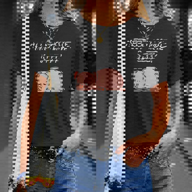 おやすみになる豚のパジャマデザイン Tシャツ 彼女への贈り物