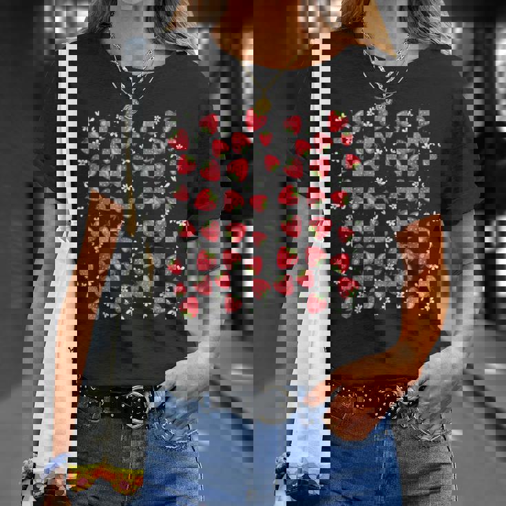 かわいいいちご原宿 美的いちご柄 Tシャツ 彼女への贈り物