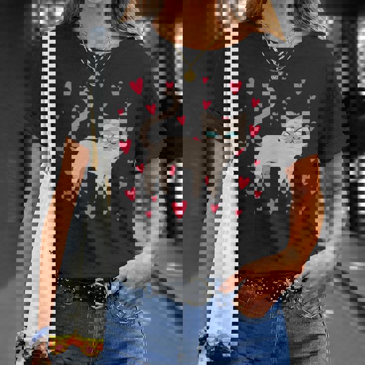 かわいいシャム猫プリント Tシャツ 彼女への贈り物