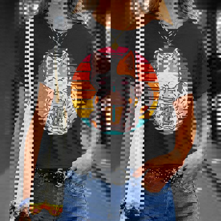 かわいい猫 ボバ ティーバブル アニメ 日本猫 女の子 ティーン Tシャツ 彼女への贈り物