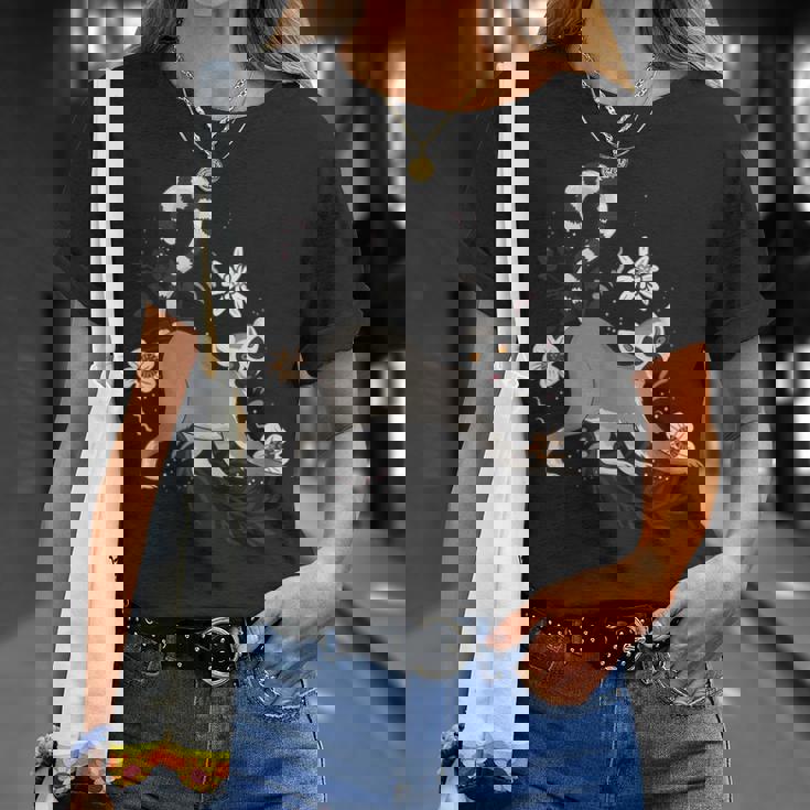 かわいい花 面白い動物キツネザル Tシャツ 彼女への贈り物