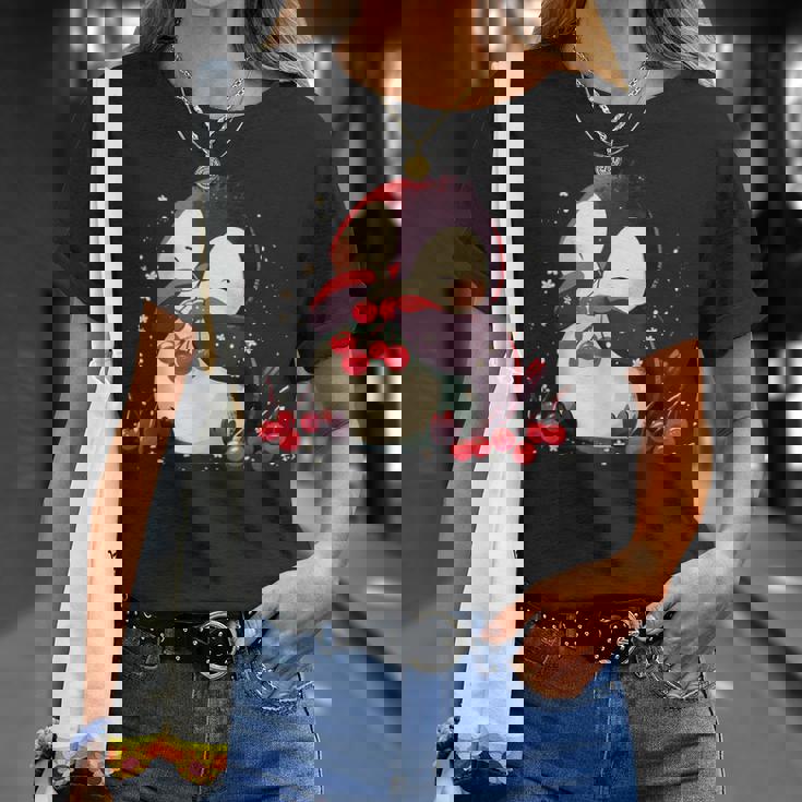 さくらんぼペンギン かわいい チェリー フルーツ アートワーク ペンギン好き Tシャツ 彼女への贈り物