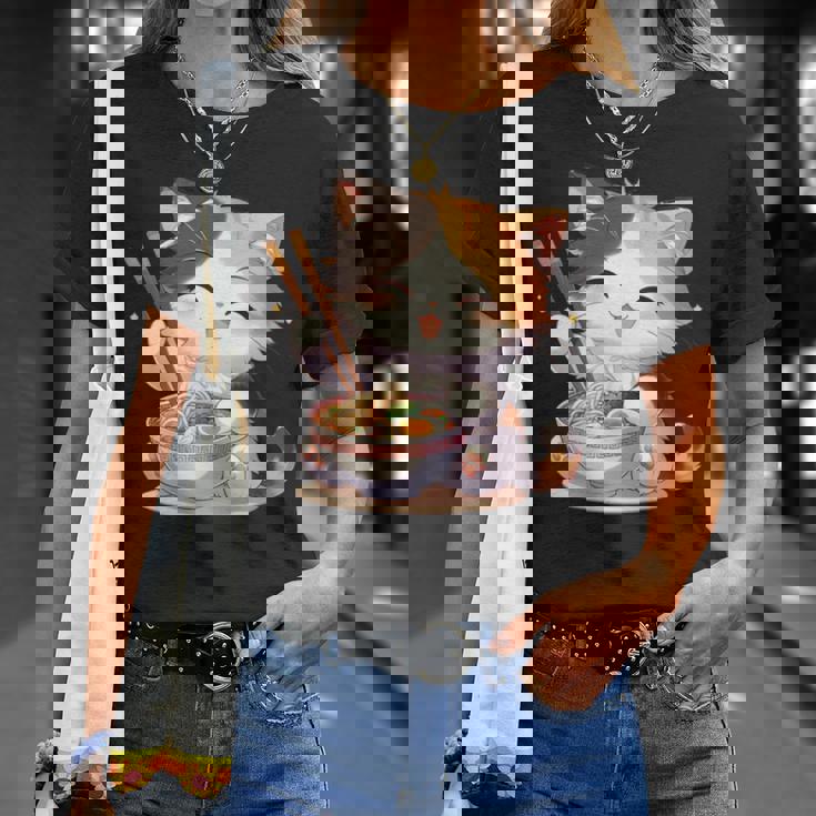 わがまま猫 ねこ ラーメン好き かわいい おもしろ マンガ 長袖tシャツ Tシャツ 彼女への贈り物