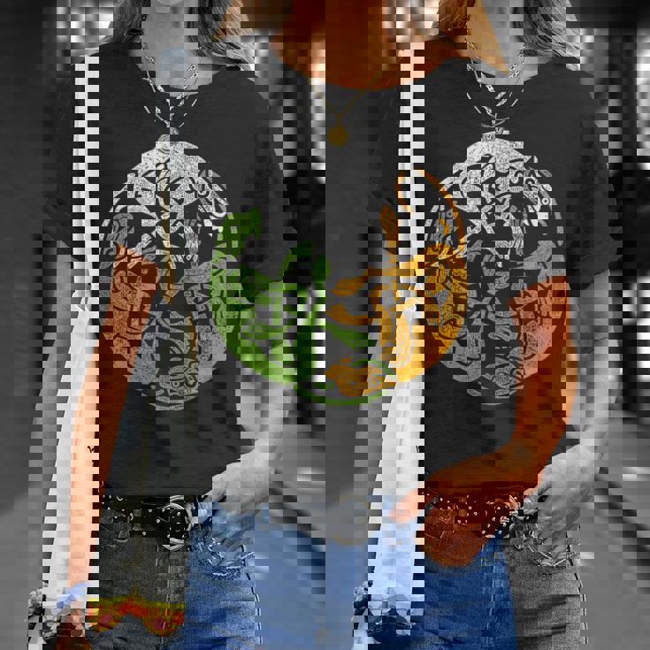 アイルランドデザイン ケルト犬＆旗トリコロールアイルランド Tシャツ 彼女への贈り物