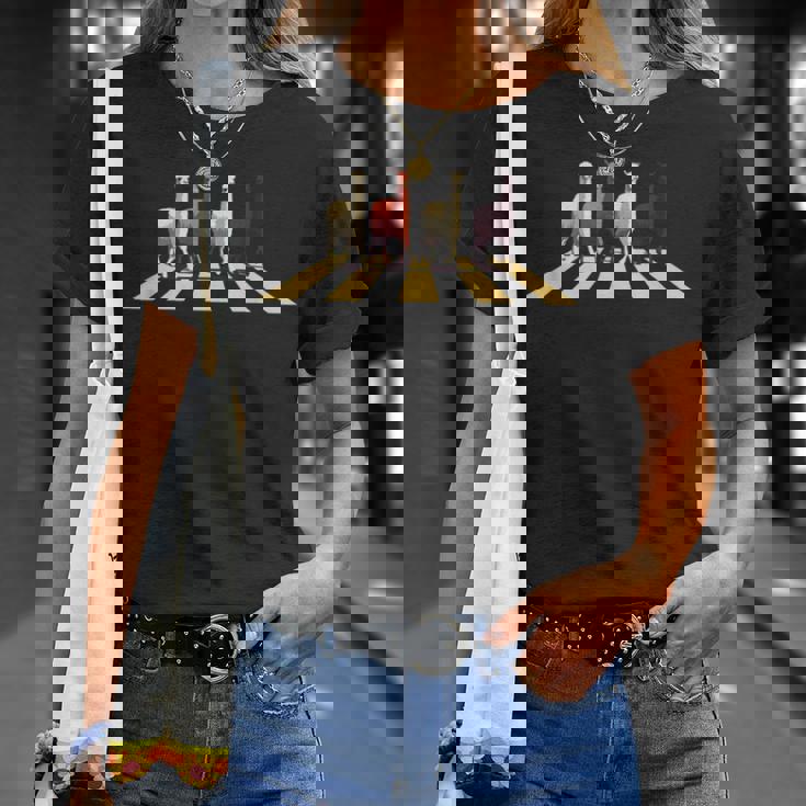 アビーストリートロードを横断する面白いラマアルパカ Tシャツ 彼女への贈り物