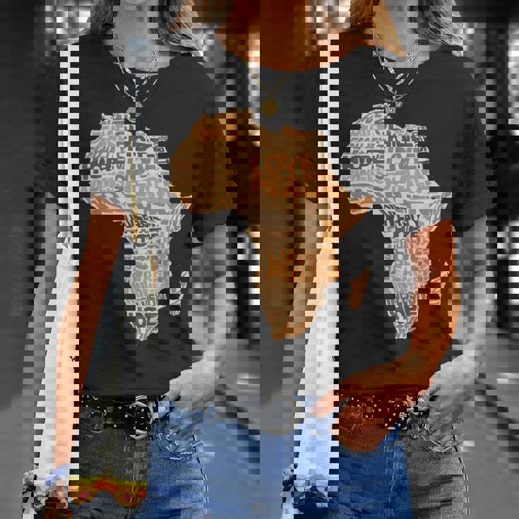 アフリカの平等パターン メラニン 肌色 アフリカ地図 Tシャツ 彼女への贈り物