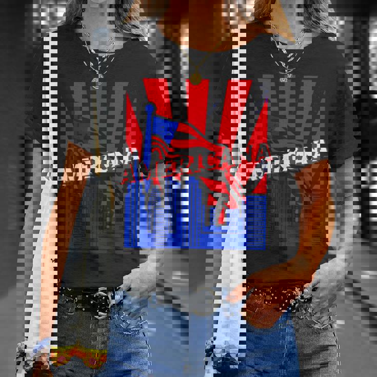 アメリカーナ、都市、旗、Bjj、柔術、Mma、ファイティング、ボックス。 Tシャツ 彼女への贈り物