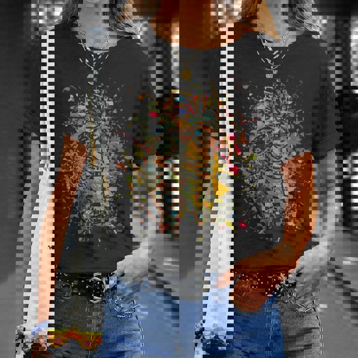 アメリカ先住民のココペリ カラフルスプラッシュ4 ファンの楽しみ Tシャツ 彼女への贈り物