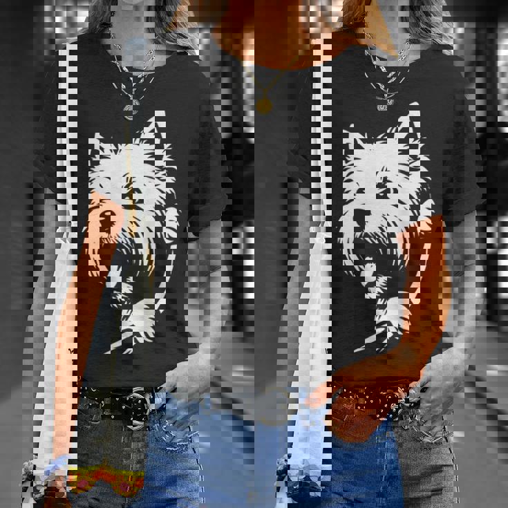 ウエスト ハイランド ホワイト テリア ピーキングドッグ ウェスティ デザイン Tシャツ 彼女への贈り物