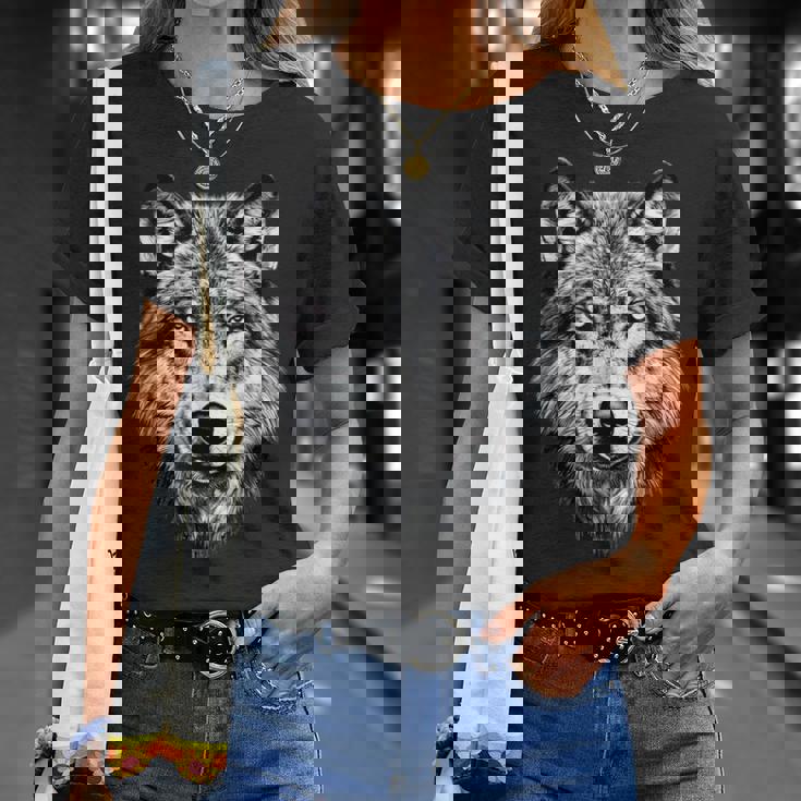 オオカミのモチーフ オオカミが大好き オオカミの群れ オオカミの犬 野生のオオカミ Tシャツ 彼女への贈り物