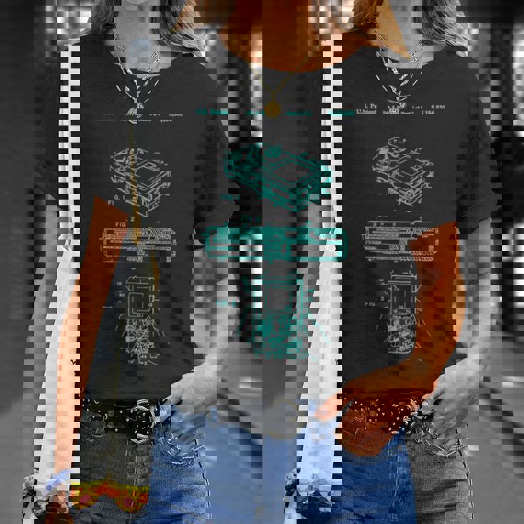 オタクレトロハンドヘルドビデオゲーム特許90年代ゲーマーオタク Tシャツ 彼女への贈り物