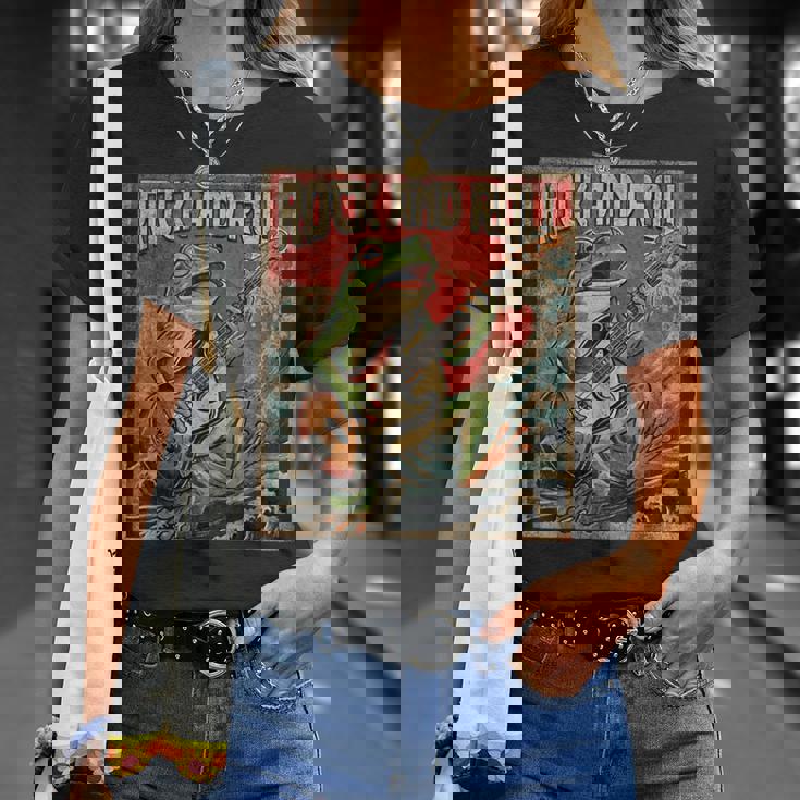 カエル 演奏 ベース ギター ロック オン ヴィンテージ ロック ギタリスト カエル Tシャツ 彼女への贈り物