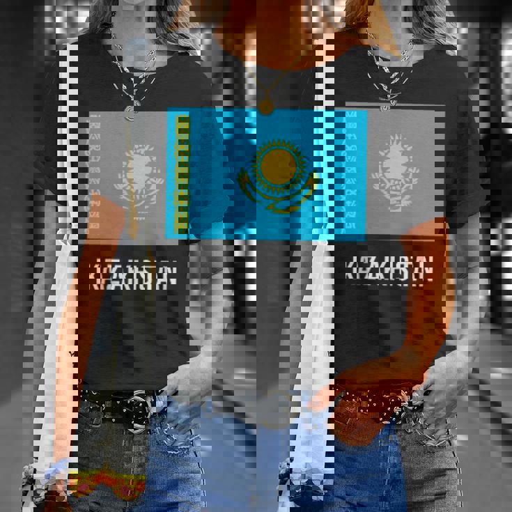 カザフスタン フラッグシャツ Tシャツ 彼女への贈り物