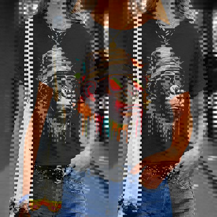 カラフル エイプ クール ヴィンテージ グラフィティ グラフィックアート Tシャツ 彼女への贈り物