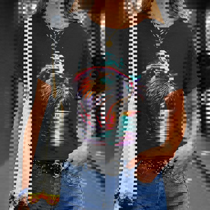 カラフル ヌートリア スピリット 動物 かっこいい イラスト アート Tシャツ 彼女への贈り物