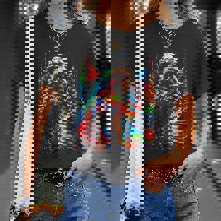 カラフル マンドリル 猿 精霊 動物 かっこいい イラスト アート Tシャツ 彼女への贈り物