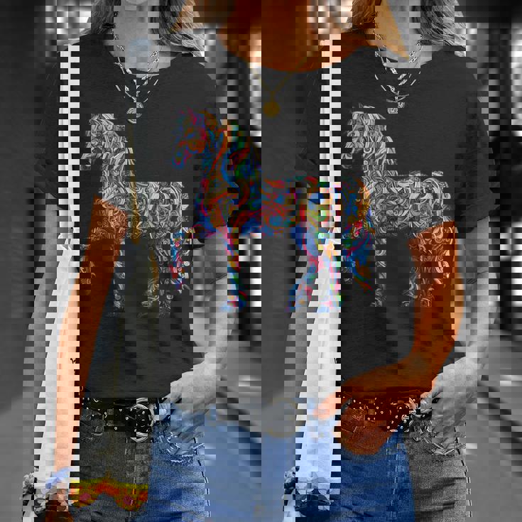 カラフルな抽象的な馬 Tシャツ 彼女への贈り物