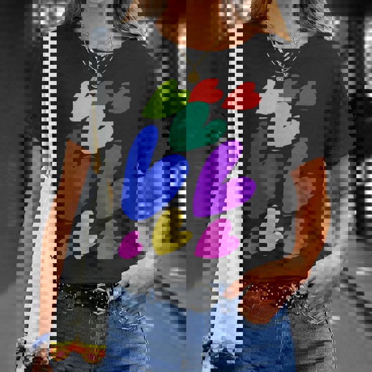 カラフルハート Tシャツ 彼女への贈り物