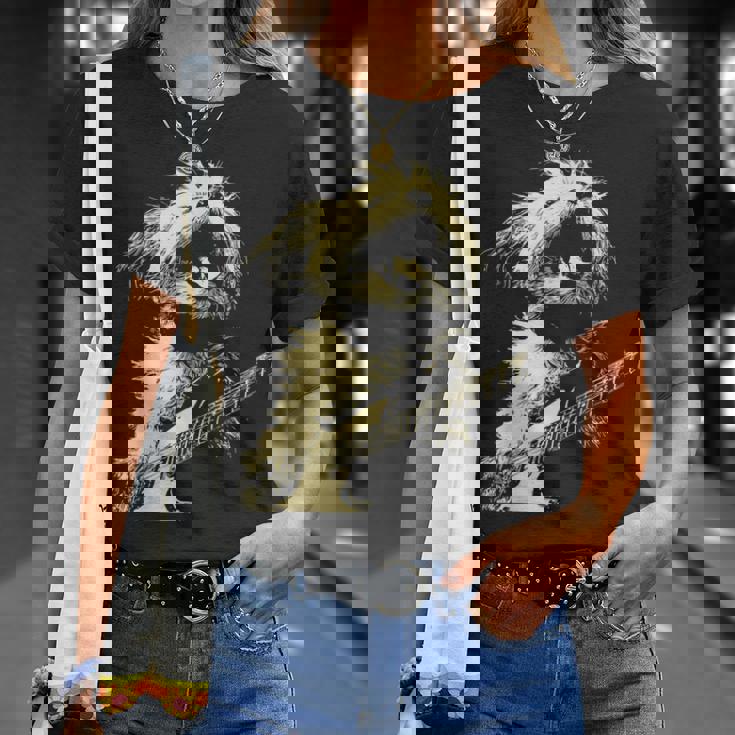 ギターロッカー ギタリスト 動物 パンク グランジ犬とマルチーズ Tシャツ 彼女への贈り物