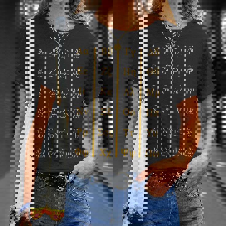 ギリシャアルファベット文字 ギリシャ語愛好家 長袖tシャツ Tシャツ 彼女への贈り物