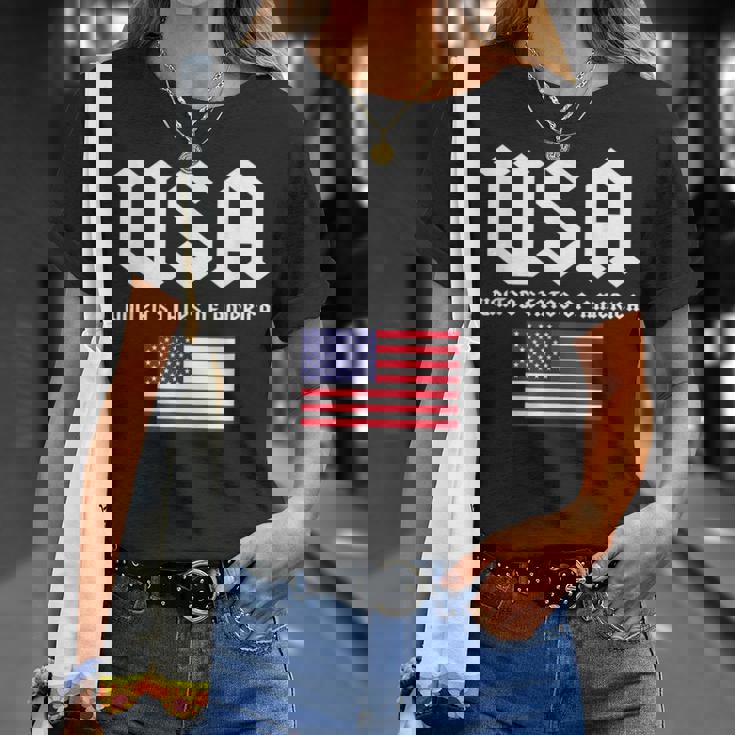 クールなアメリカ国旗グレートーンのイラストグラフィックデザイン。 Tシャツ 彼女への贈り物