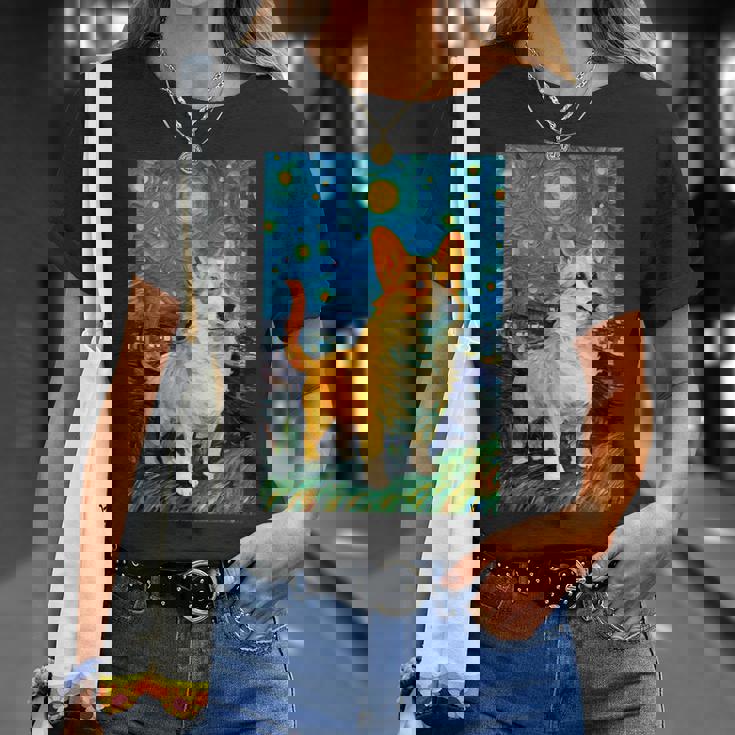 ゴッホ動物アート 動物愛好家のためのかわいいコーギー犬 Tシャツ 彼女への贈り物