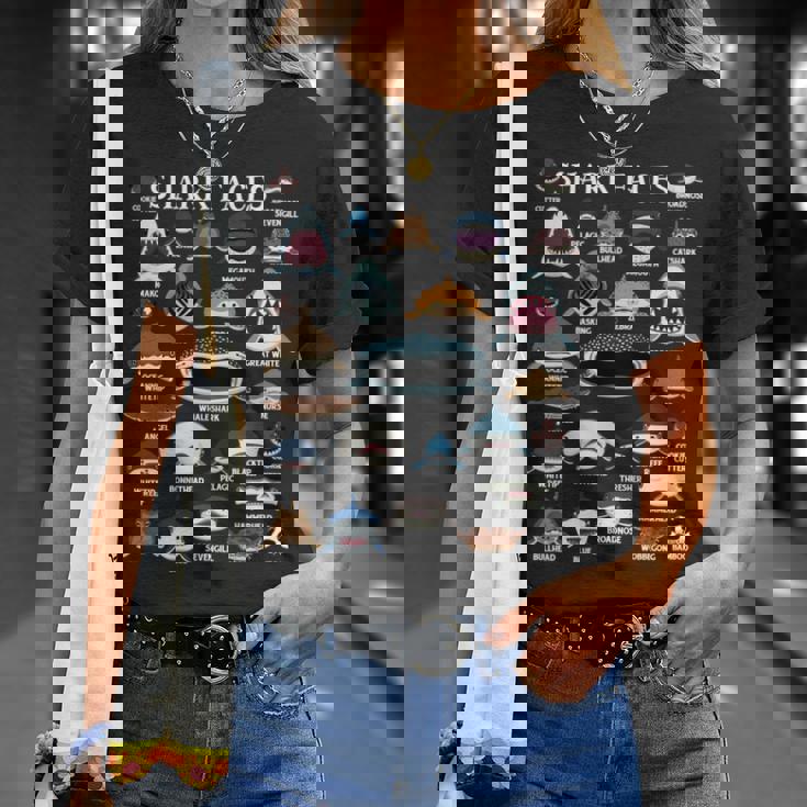 サメの種類 面白いサメの顔 サメの恋人 キッズ 先生 長袖tシャツ Tシャツ 彼女への贈り物