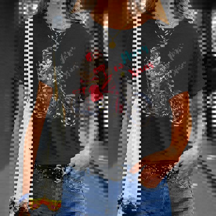 サンタクロース 面白い バイク イラスト メリー クリスマス パロディ イラスト Tシャツ 彼女への贈り物