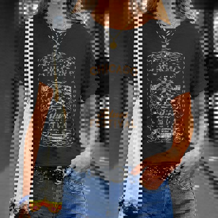 シカゴ・ブルース・フェスティバル・ブルース・ギターtシャツ Tシャツ 彼女への贈り物