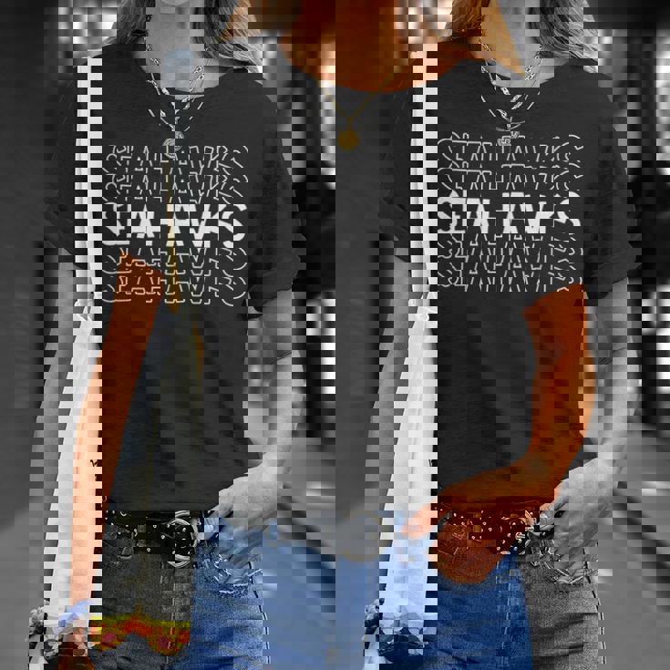 シーホークス 学校 スポーツチーム マスコット タウンゴーカレッジ アスリート Tシャツ 彼女への贈り物