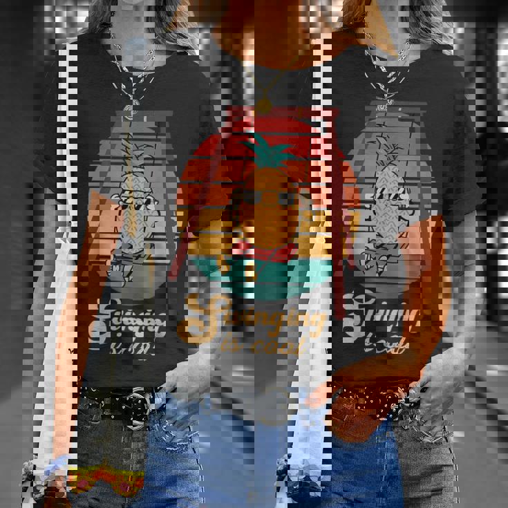 スイング パイナップル スイング クール 面白い フルーツ 男性 女性 子供 Pineapple Tシャツ 彼女への贈り物