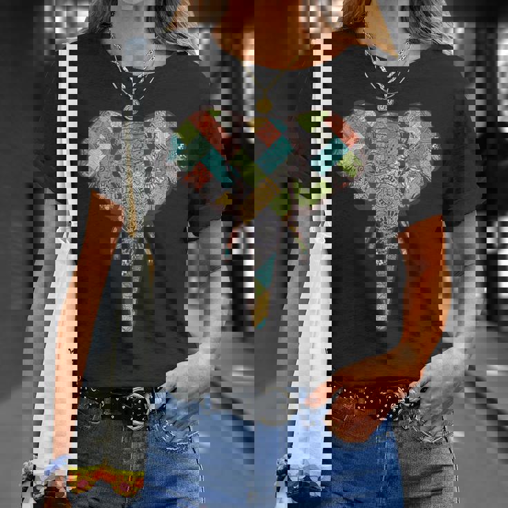 ゾウ I ワイルドライフ I カラフルなゾウ Tシャツ 彼女への贈り物