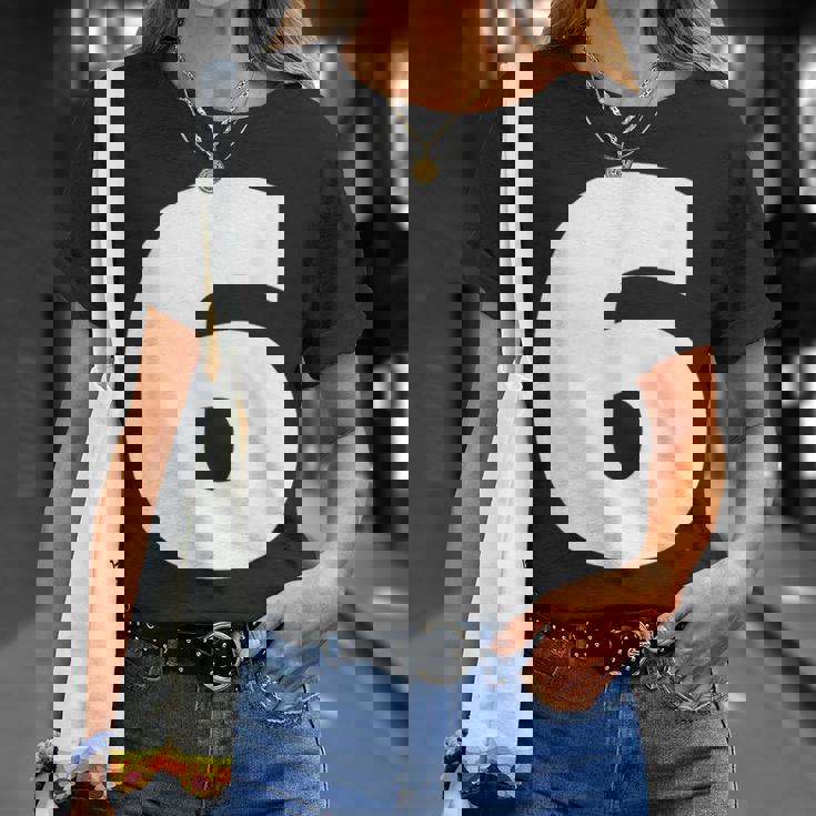 タイポグラフィ 太字表示 6番 数字 6 Tシャツ 彼女への贈り物