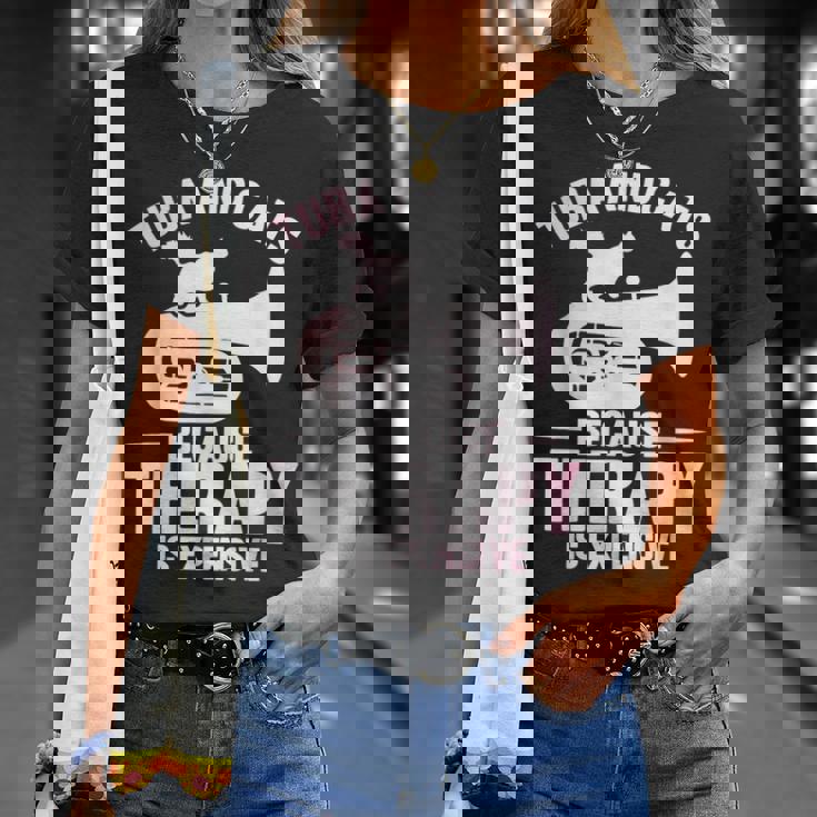 チューバ 水彩 チューバと猫 Tシャツ 彼女への贈り物