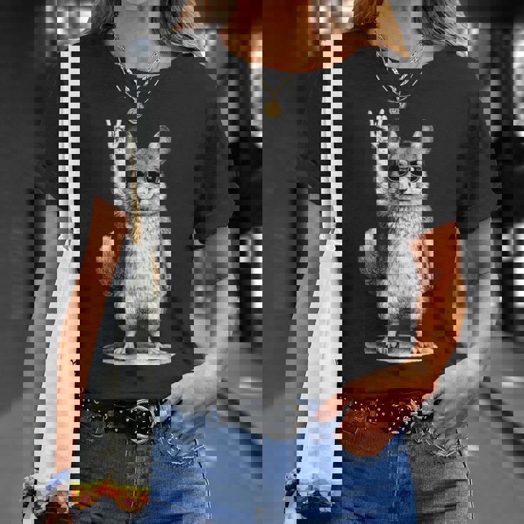 チンチラ ロックミュージック レトロ ヴィンテージ ペット愛好家 Tシャツ 彼女への贈り物