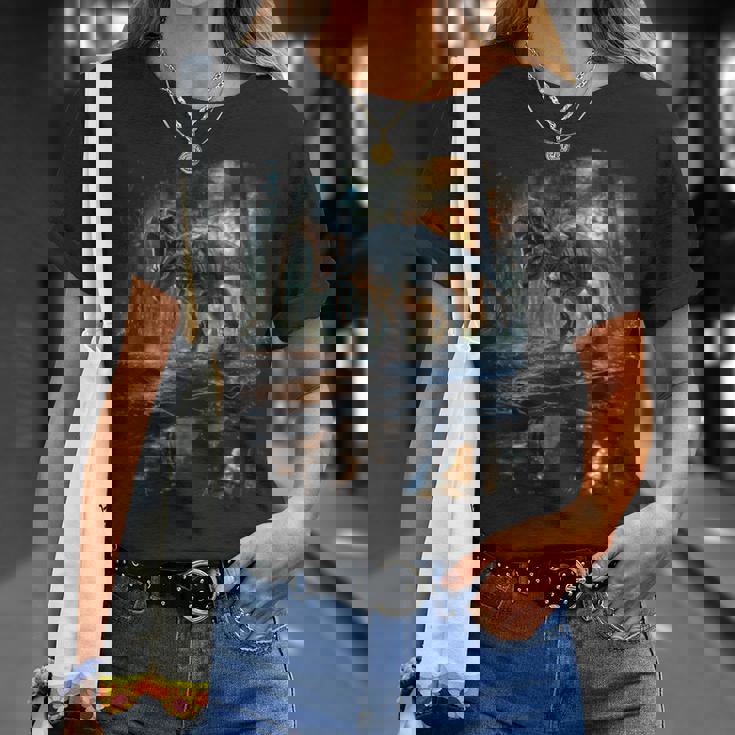 ティレックス 夜に吠える恐竜 リアルなグラフィックデザイン 長袖tシャツ Tシャツ 彼女への贈り物