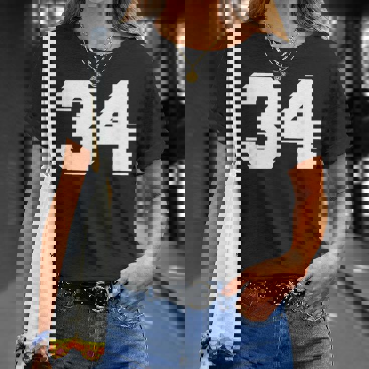 ナンバー34 スポーツジャージプレーヤー 34 ファン フロントプリント ヴァーシティ Tシャツ 彼女への贈り物