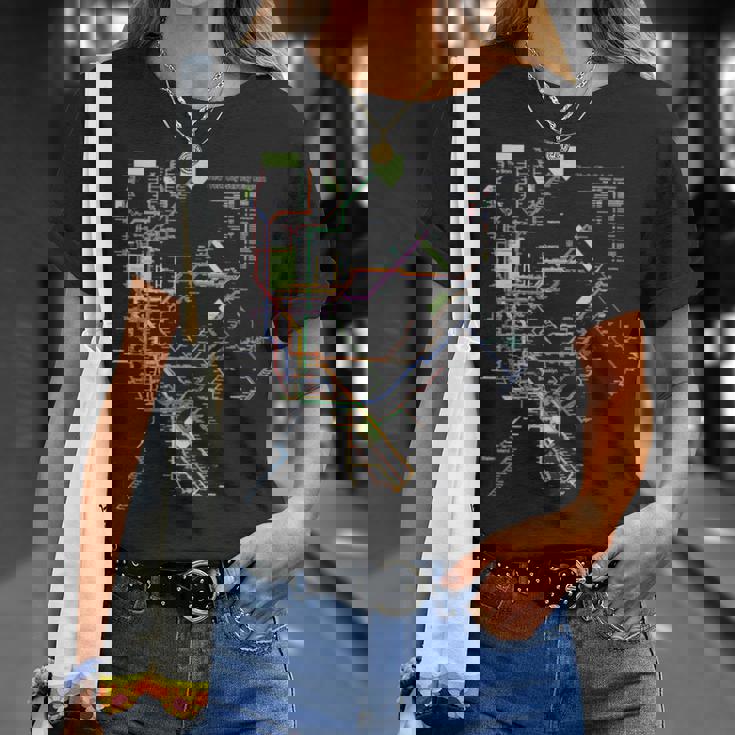 ニューヨーク市メトロマップアート I Heart Ny お土産ギフト 長袖tシャツ Tシャツ 彼女への贈り物