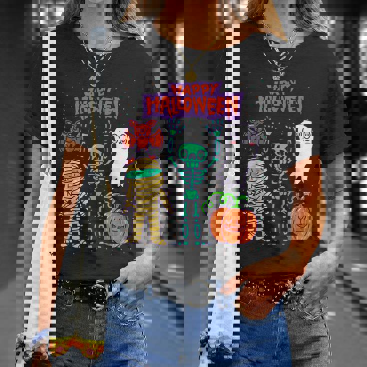 ハッピーハロウィン骨格かぼちゃかわいいゴーストキッズ男の子女の子 Tシャツ 彼女への贈り物
