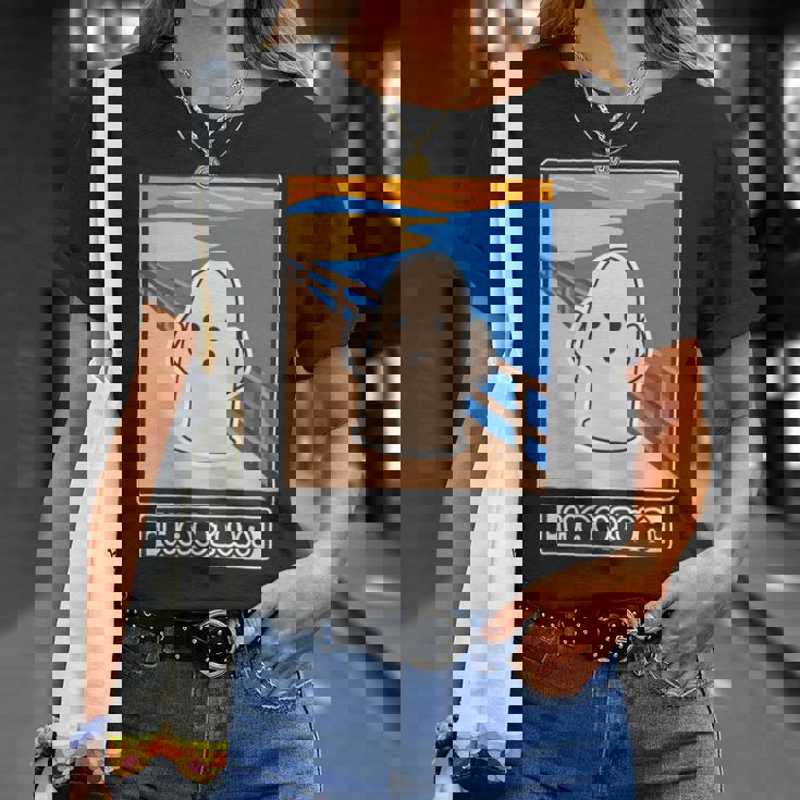 ハニワくん の ムンクの叫び 埴輪【ゆるフレンズ】名画 パロディ 歴史土器 キャラクター かわいい イラスト 面白い 長袖tシャツ Tシャツ 彼女への贈り物