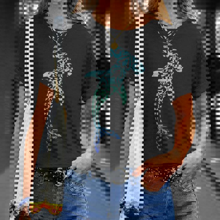 ハワイ ポリネシア トライバル シュモクザメ アロハステート Tシャツ 彼女への贈り物